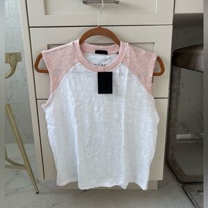 ATM Anthony Thomas Melillo Colorblock Sleeveless Tee Pink White Size S NWT
